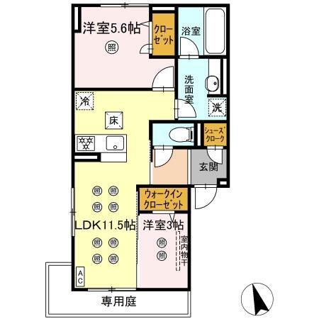 NEW LIFE大保(2LDK/1階)の間取り写真