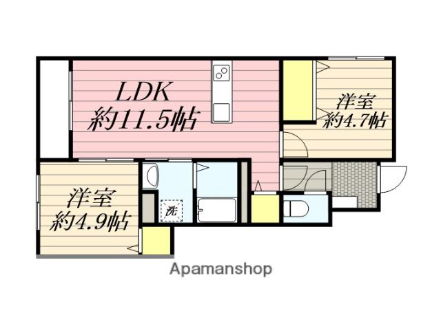 三沢AP(2LDK/1階)の間取り写真