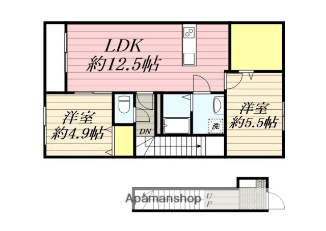三沢AP(2LDK/2階)の間取り写真