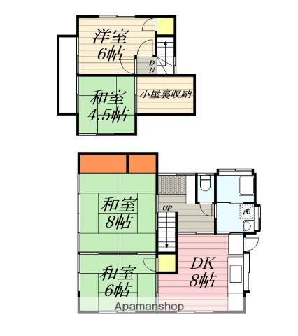 筑豊本線 筑前山家駅 徒歩22分 2階建 築41年(4DK)の間取り写真