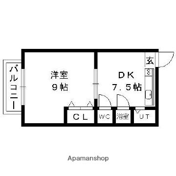 ウインザー今泉A(1DK/2階)の間取り写真
