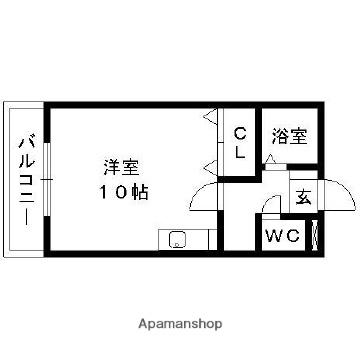 エーティーハイツA棟(1K/2階)の間取り写真
