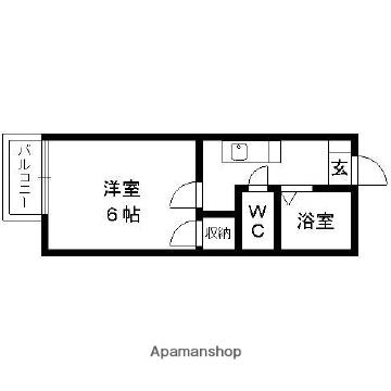 グレイスコーポ三輪(1K/1階)の間取り写真