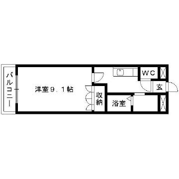 エスポアハイツM(1K/2階)の間取り写真