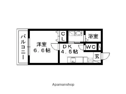 アムール土井(1K/1階)の間取り写真