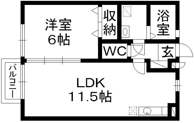 アムール上峰(1LDK/1階)の間取り写真