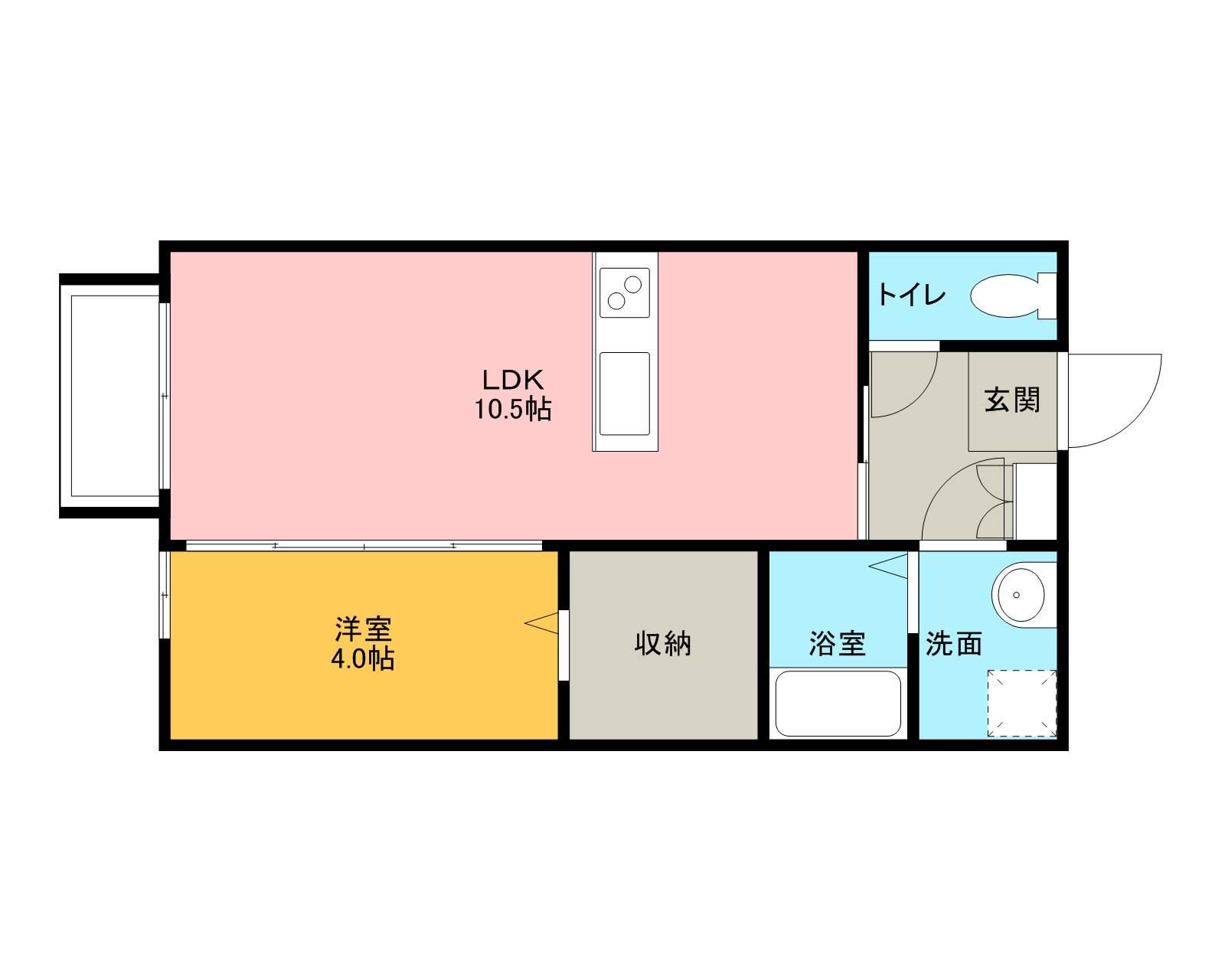 メゾン・ド・フルールD(1LDK/1階)の間取り写真