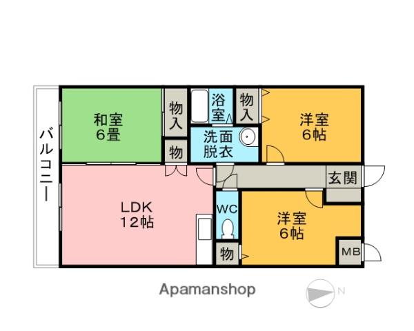 サンライトマンション(3LDK/1階)の間取り写真
