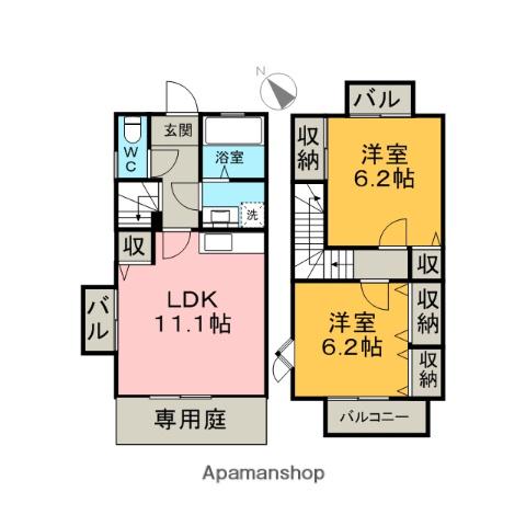 ティアラ戸田B棟(2LDK/1階)の間取り写真