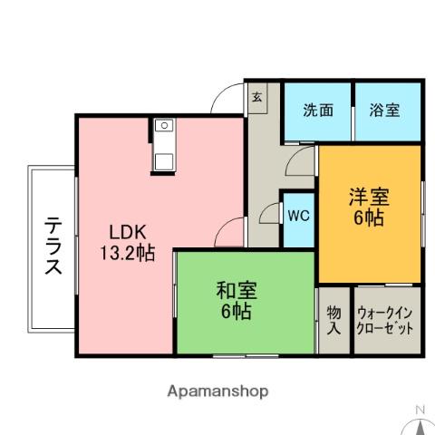 セジュール紫苑ABC(2LDK/1階)の間取り写真