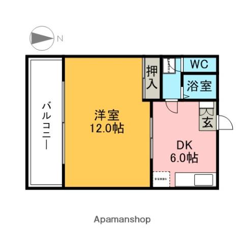 コーポラス田主丸A(1DK/1階)の間取り写真