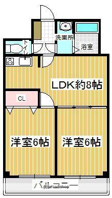 エステートモア大濠Ⅵ(2LDK/2階)の間取り写真