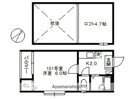 ポラリス藤崎(1K/1階)の間取り写真