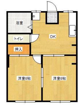 コスモハイツ立屋敷(2DK/2階)の間取り写真