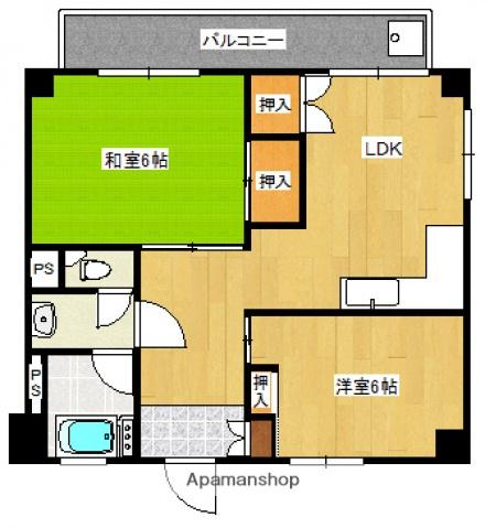 室見リバーコーポ(2LDK/5階)の間取り写真