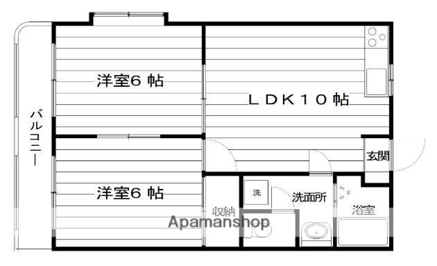 シエスタ飯倉(2LDK/2階)の間取り写真