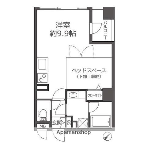 リアン西新(1LDK/4階)の間取り写真