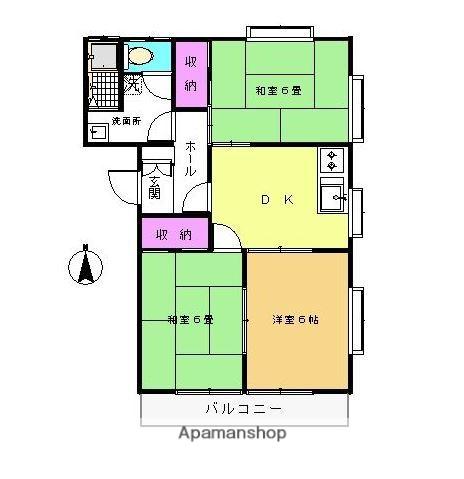 重留ハイツ(3DK/2階)の間取り写真