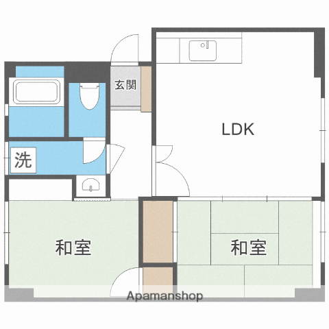大神ビル(2LDK/1階)の間取り写真