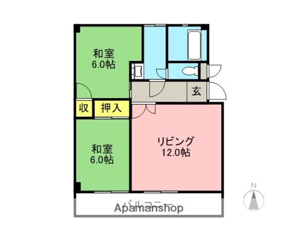 大神ビル(2LDK/5階)の間取り写真