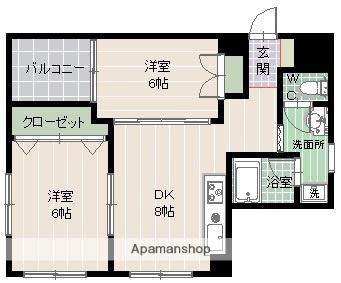 サザンコート西新(2DK/5階)の間取り写真