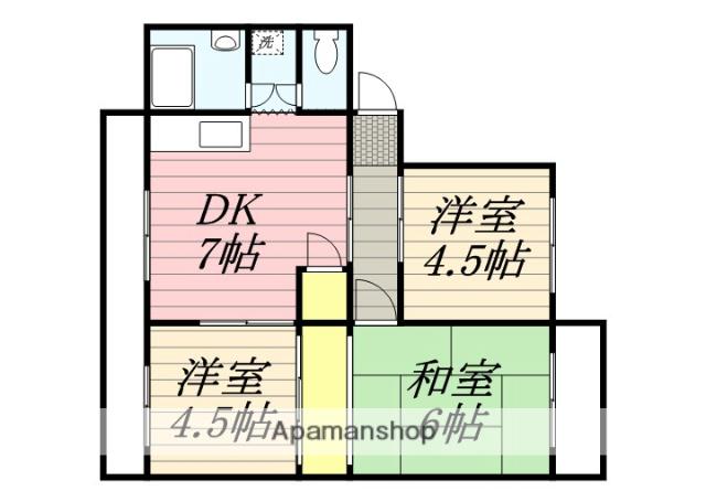 岩芳ビル(3DK/4階)の間取り写真