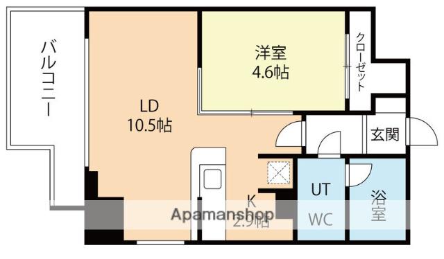 ラクレイス西新(1LDK/11階)の間取り写真