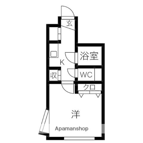 ドマーニ百道東(1K/4階)の間取り写真