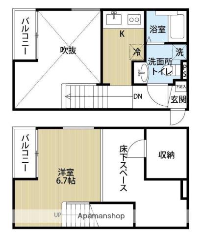 ドルミール姪浜(1K/1階)の間取り写真