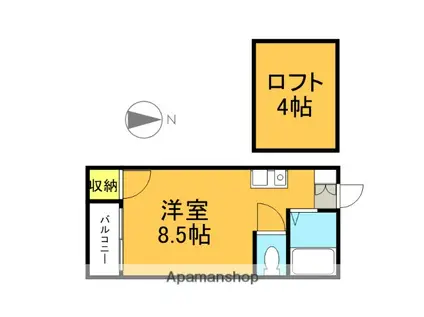 マキシム姪浜(ワンルーム/1階)の間取り写真