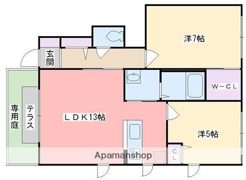 シャーメゾン室見(2LDK/1階)の間取り写真
