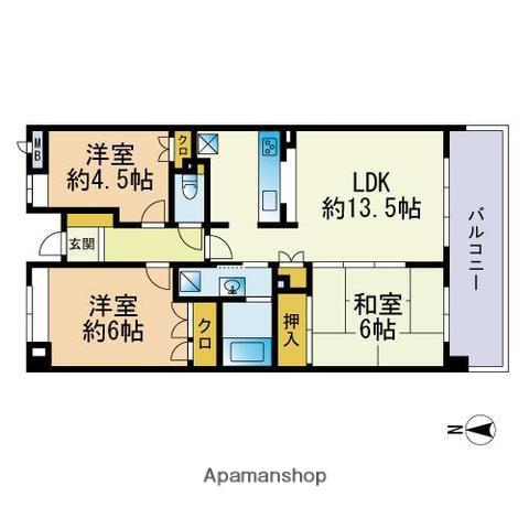 百道パーク・ホームズ(3LDK/3階)の間取り写真