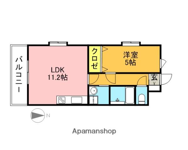 グランフォーレ西新(1LDK/7階)の間取り写真
