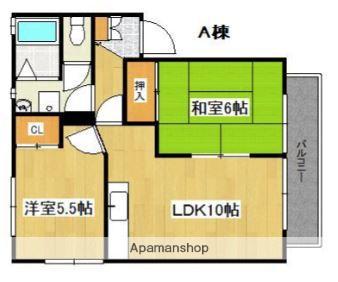 スペースイン上山門ヒルズ(2LDK/2階)の間取り写真