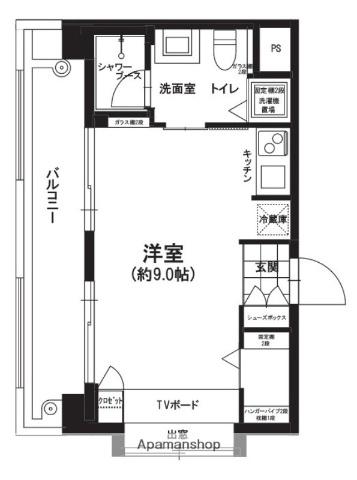 ディアクレスト西新(ワンルーム/4階)の間取り写真