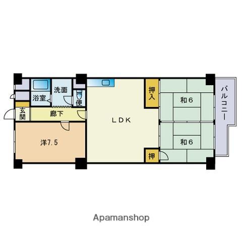 藤和城西コーポ(3LDK/6階)の間取り写真