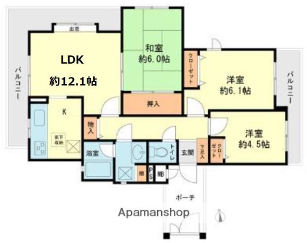 室見シティハウス(3LDK/3階)の間取り写真