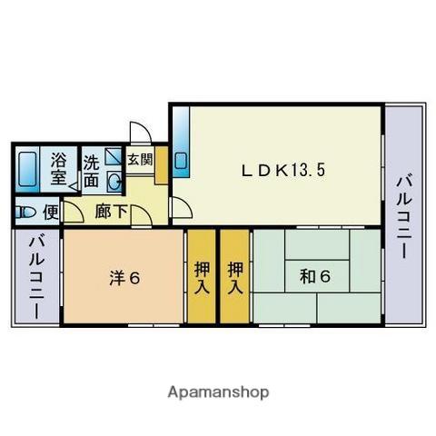 ヤマサキビル(2LDK/1階)の間取り写真