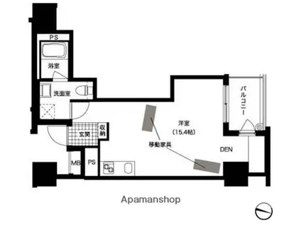 レジディア西新(ワンルーム/3階)の間取り写真