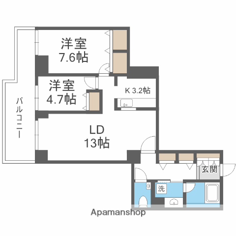 アトモスももち(2LDK/9階)の間取り写真