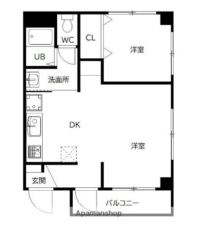 サニーハイム藤崎(1LDK/3階)の間取り写真