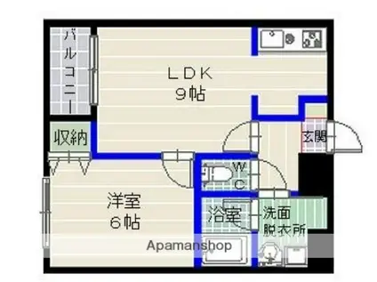 プラティーク今川(1LDK/3階)の間取り写真