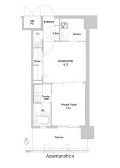 エンクレスト大手門3(2K/6階)の間取り写真