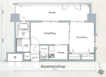 エンクレスト大手門3(2K/4階)の間取り写真