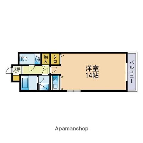 フェリクス西新(ワンルーム/8階)の間取り写真