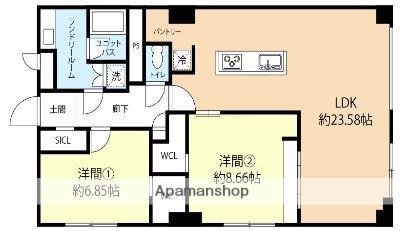 大手門コーポ(2LDK/9階)の間取り写真