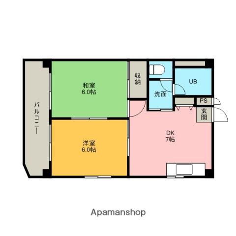 Kステーション下山門(2DK/5階)の間取り写真