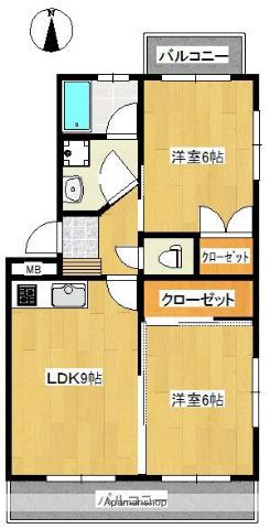 TFK西新駅前(2LDK/3階)の間取り写真