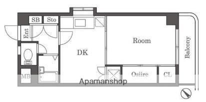 松栄パワーマンション(1DK/2階)の間取り写真