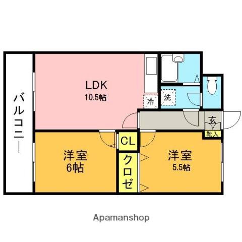 エスポワール・ドミ藤崎南(2LDK/1階)の間取り写真